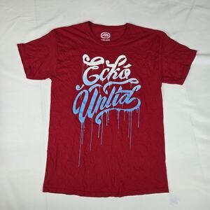 Ecko Unltd Men's Red Graphic Drip Logo T-Shirt Size M Rawthentic Since 1972
